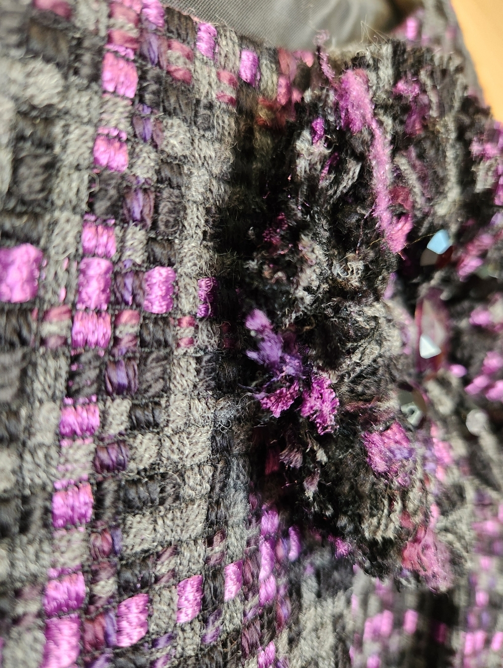 ELIZA J. BLACK GRAY & PURPLE SHORT SLEEVE TWEED SHIFT DRESS SIZE LARGE - Picture 5 of 9